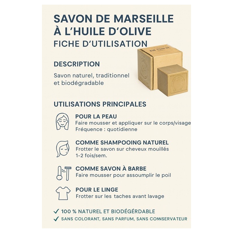 Savon de Marseille (Cube Olive vert) Fer à Cheval