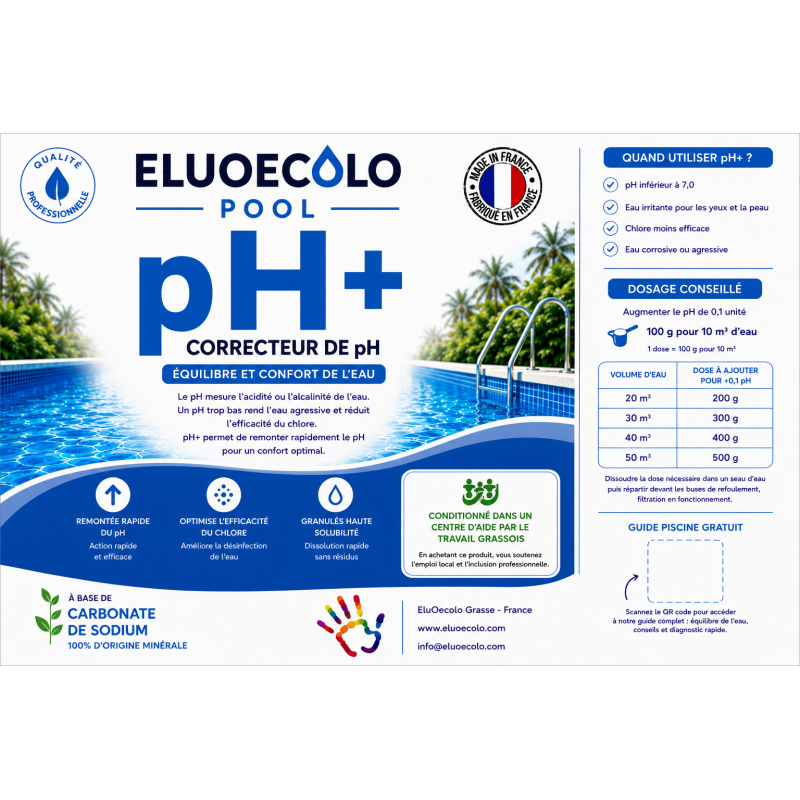 pH+ correcteur augmenter le pH piscine  (3 ou 6kg)