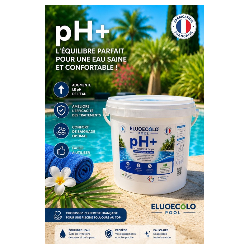 pH+ correcteur augmenter le pH piscine  (3 ou 6kg)